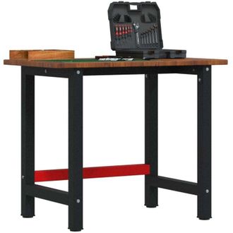 vidaXL Banco De Trabajo Rectangular Madera Maciza Roble 100x60x81,5 Cm Vidaxl