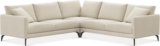 Castlery Lena L-Shaped Sectional Sofa Customized, Cream (Washed Chenille) Upholstery, Matte Black Legs, Machine Washable, Removable Covers for Sofas