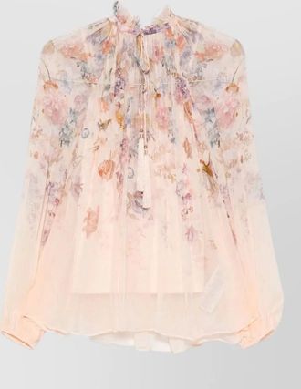 Zimmermann floral-print high-neck long-sleeve blouse