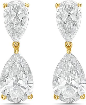 Diana M. Jewels 14KW YG 8.00 Ct TW of Lab grown pear shape diamond drop earrings