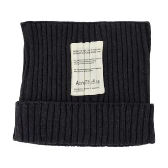Acne Studios Unisex C40396-Afk Ribbed Cotton Beanie Gray