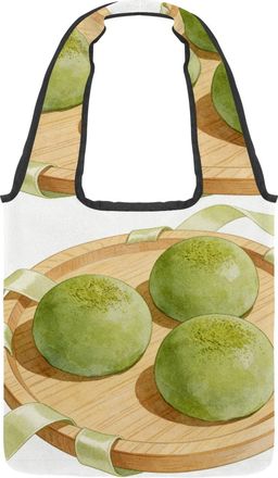 Generic Zen Garden Mochi Reversible Canvas Shoulder Tote - Double-Sided Print, 12oz Cotton, 27cm Drop, Fold-Flat Bag for Travel, Shopping, Street Outings