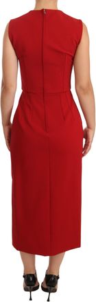 Dolce & Gabbana Womens Red Sweetheart Sleeveless Midi Stretch Dress Viscose