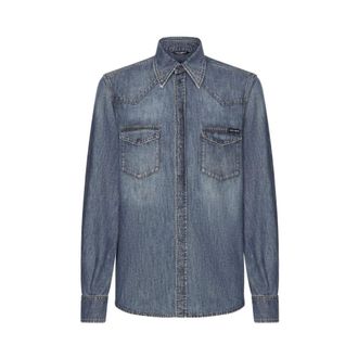 Dolce & Gabbana Heren, Overhemden, Blauw, Maat: XL Denim