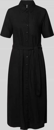 Pieces Figurumspielendes Freizeitkleid aus Viskose-Leinen-Mix Modell PIA in Black, Gr&ouml;&szlig;e XL