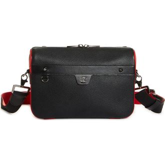 Christian Louboutin Ruisbuddy Leather Crossbody Bag in Black/Loubi/Black at Nordstrom
