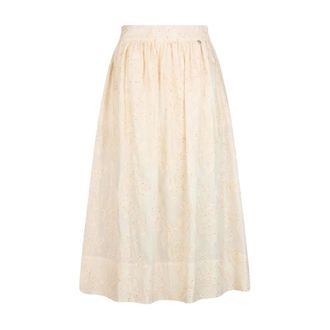 Liu Jo Midi Skirts, female, Beige, Size: XL Floral Embroidered Midi Skirt