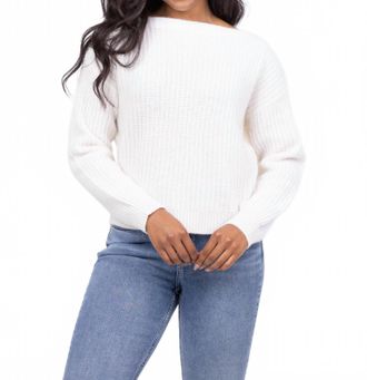 White + Warren Cashmere Ribbed Boatneck Top In Soft White
