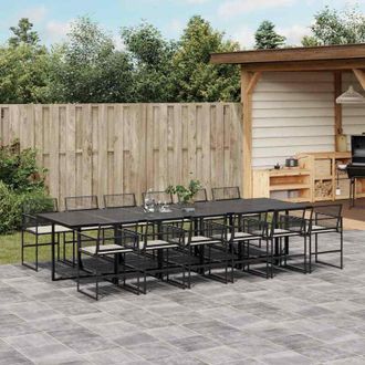 vidaXL Set Comedor De Jard&iacute;n Con Cojines 13 Pzas Rat&aacute;n Sint&eacute;tico Negro Vidaxl