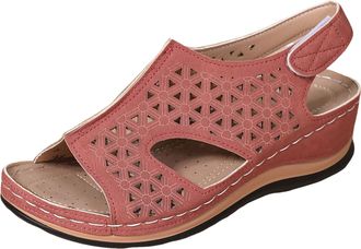 Generic Womens Wedge Sandals Cut Out Summer Sandals with Loop Strap Casual Comfortable Walking Shoes Open Toe Breathable Outdoor Platform Sandal (3.5)