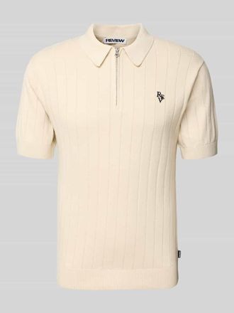 Review Slim Fit Poloshirt mit Label-Stitching in Ecru, Gr&ouml;&szlig;e XXL