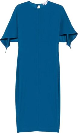 Stella McCartney Round Neck Cape Sleeve Midi Dress - female - Stella McCartney - Midi Dresses - Blue - XS - Dresses