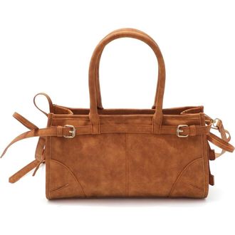 Adornia Belted Faux Suede Top Handle Bag in Brown at Nordstrom Rack