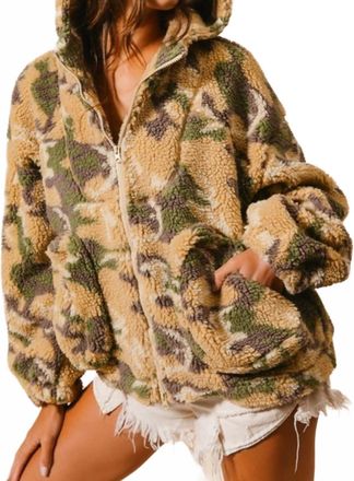 Bibi Sherpa Pullover Jacket In Camo