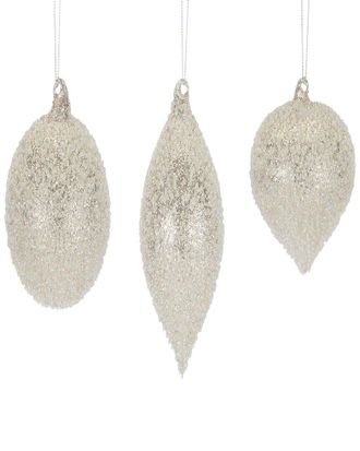 Melrose International Set Of 6 Beaded Glass Tree Ornament