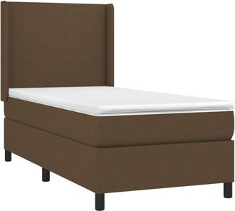 vidaXL Cama Box Spring Colch&oacute;n Y Luces Led Tela Marr&oacute;n Oscuro 90x190cm Vidaxl