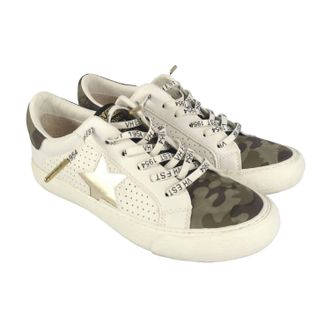 Vintage Havana Womens Camo Cap Sneakers In Ivory Green And Gold