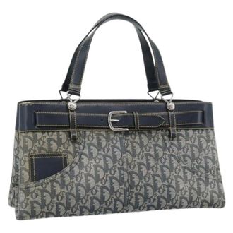 Dior Pre-owned Trotter Canvas Hand Bag - Dames - Pre-owned - Blauw - Maat: ONE Size Leer
