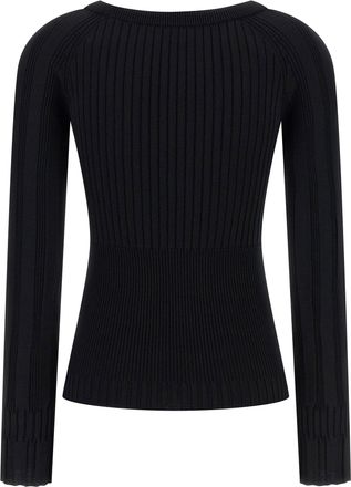 Balmain Gold Button-Embellished Ribbed Knit Sweater - Black