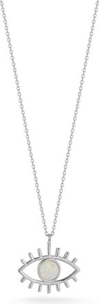 Sphera Milano Synthetic Opal Evil Eye Pendant Necklace in Silver/White at Nordstrom Rack