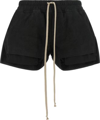 Rick Owens Black Lamb Leather Bermuda Womens Shorts