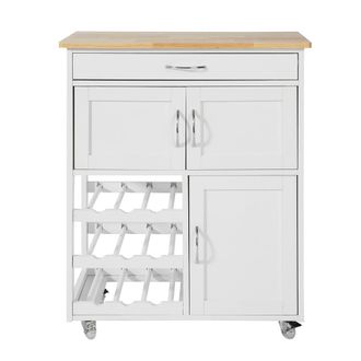 SoBuy Carrito de cocina con 3 puertas y 1 caj&oacute;n madera blanco