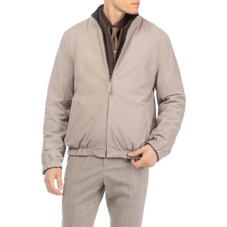 Gorski Mens Genuine Nubuck Jacket Reversible To Cashmere & Wool Crafted From Loro Piana in Stone/black at Nordstrom, Size Xx-Large