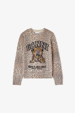 Ganni Brown Jumper with Tiger