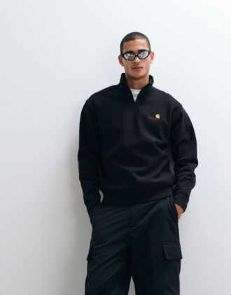Carhartt Work in Progress American Script - Felpa nera con zip corta-Nero