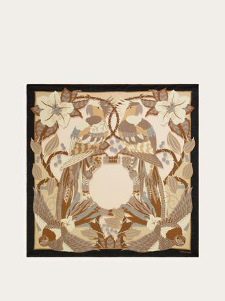 Ferragamo Women Parrots print cashmere shawl Beige