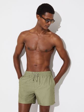 Reiss Sage Green Geometric-print Swim Shorts, Xxl