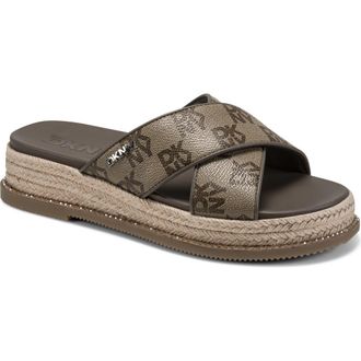 DKNY Berris Cross Band Slide Sandal in Chino at Nordstrom, Size 5.5
