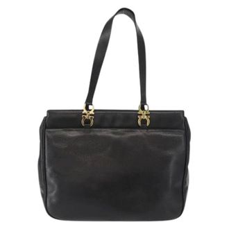 Ferragamo Pre-owned Leren Schoudertas - Dames - Pre-owned - Zwart - Maat: ONE Size Leer