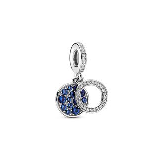 Pandora Sparkling Blue Disc Blue Crystal & Clear CZ Charm