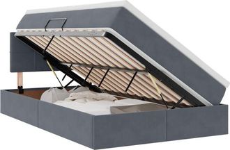 vidaXL Bed with Mattress with Headboard Dark Grey 120 x 190 cm Velvet vidaXL