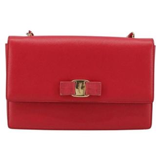 Ferragamo Pre-owned Leren Schoudertas - Dames - Pre-owned - Rood - Maat: ONE Size Leer