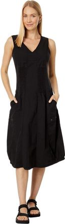 Xcvi Gibbon Tank Dress Womens Black Stretch Smocked V-Neck Sleeveless RED802