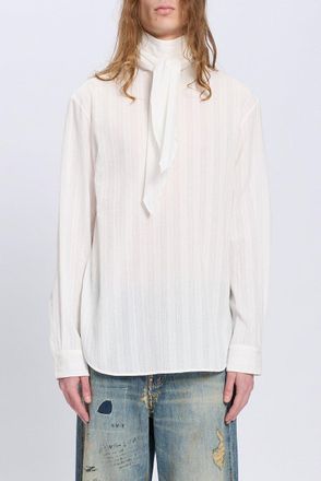 Ann Demeulemeester Stellan Open Back Bow Tie Collar Top Light Cotton