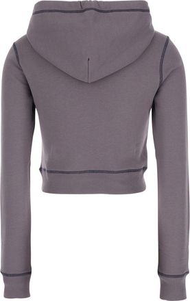 Diesel Womens Hoodie Cropped Grey Cotton Sweatshirts Sweater