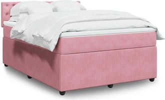 vidaXL Vidaxl - Cama Box Spring Con Colch&oacute;n Terciopelo Rosa 160x200 Cm