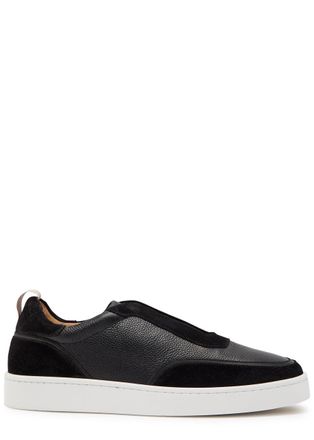 Aur&eacute;lien Leisure Panelled Grained Leather Sneakers - Black - 11 (IT45 / UK11)