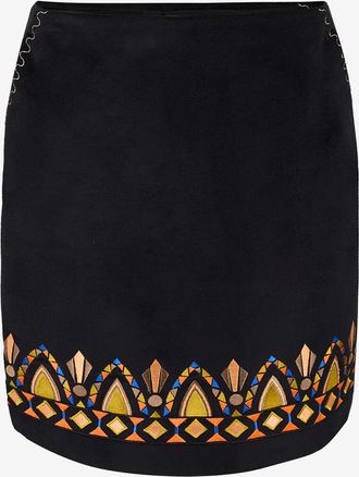 Luisa Spagnoli Kurzer Faltenrock aus besticktem Flanell Foscolo