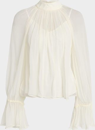 Staud Roux Chiffon High-Neck Top