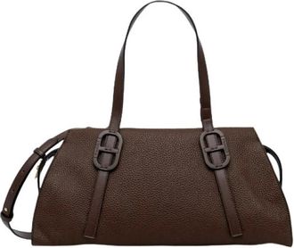 Twinset Tassen, Dames, Bruin, ONE Size, Leer, Top Case met Ovale T