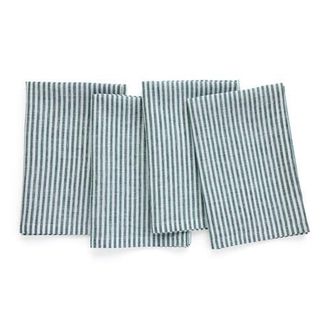 Solino Home Linen Dinner Napkins - Narrow Stripe, 20 x 20 in Rainforest And White at Nordstrom, Size Large
