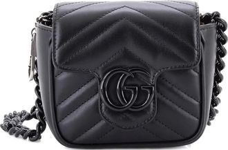 Gucci GG Marmont Flap Matelasse Leather Mini belt bag - Zwart