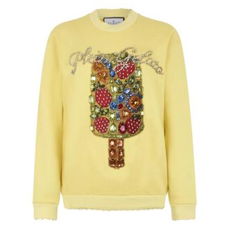 Philipp Plein Washed Sweatshirt Gelato - Dames - Sweatshirts - Geel - L - Katoen - Hoodies & sweatvesten