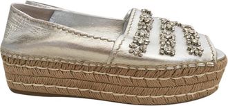 Prada Metallic Crystal Embellished Espadrilles Size 38.5