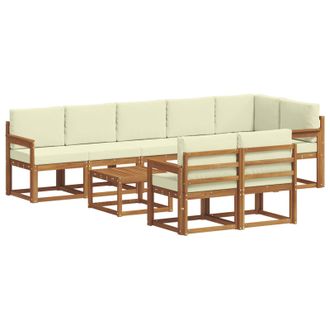vidaXL Conjunto De Sof&aacute;s De Exterior Con Coj&iacute;n 9 Pcs Natural Y Crema Vidaxl