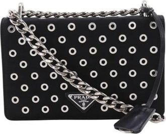 Prada Pre-owned Cross Body Bags, female, Black, Size: ONE SIZE Pre-owned Nylon Cross Body Bag